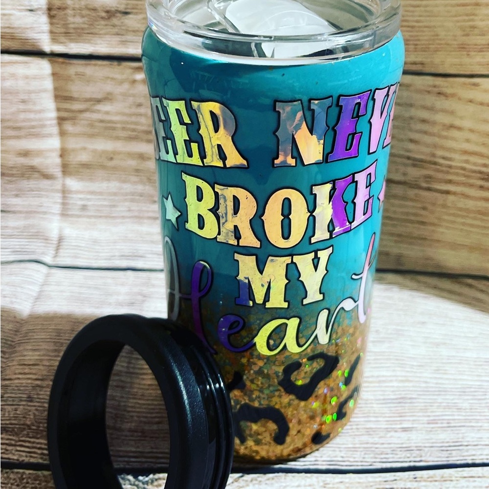 Beer never broke my heart- duel can koozie or slim tumbler